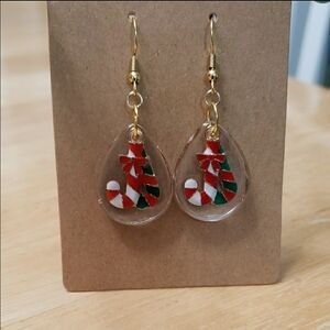 Festive Teardrop Earrings with Red and Green Accents